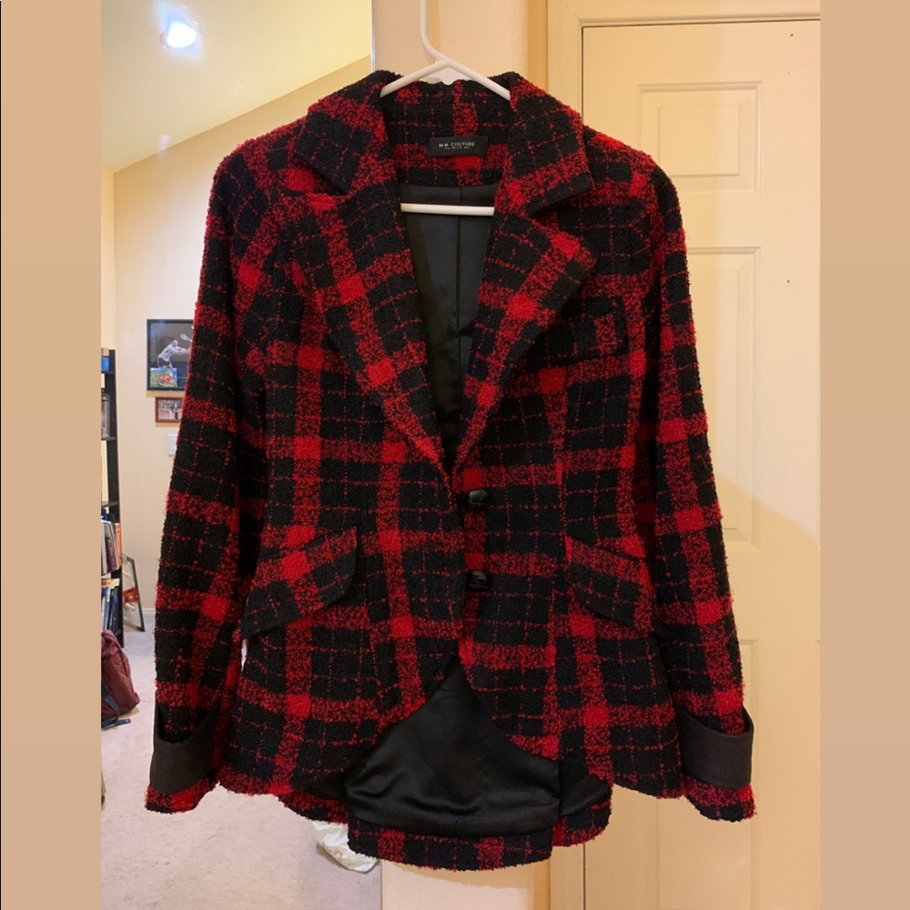 New Red-Checkered Miss Me Blazer Jacket